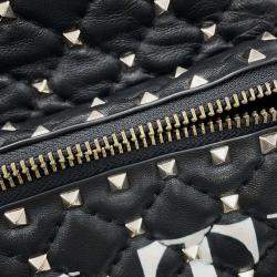 Pre Owned Valentino Garavani Vltn Logo Rock Studded Backpack Black Leather