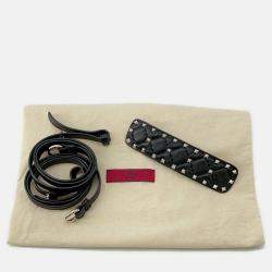 Pre Owned Valentino Garavani Vltn Logo Rock Studded Backpack Black Leather