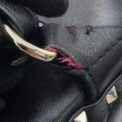 Pre Owned Valentino Garavani Vltn Logo Rock Studded Backpack Black Leather