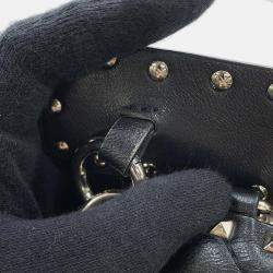 Pre Owned Valentino Garavani Vltn Logo Rock Studded Backpack Black Leather