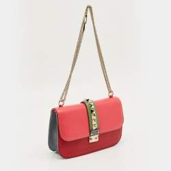 Pre Owned Valentino Multicolor Leather Medium Glam Lock Shoulder Bag