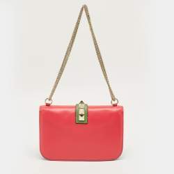 Pre Owned Valentino Multicolor Leather Medium Glam Lock Shoulder Bag