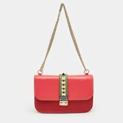 Pre Owned Valentino Multicolor Leather Medium Glam Lock Shoulder Bag