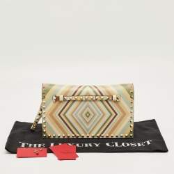 Pre Owned Valentino Multicolor Leather Native Couture 1975 Rockstud Wristlet Clutch