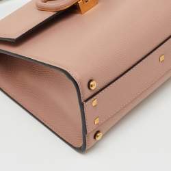 Pre Owned Valentino Beige Leather Small VSling Top Handle Bag