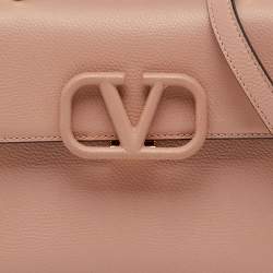 Pre Owned Valentino Beige Leather Small VSling Top Handle Bag