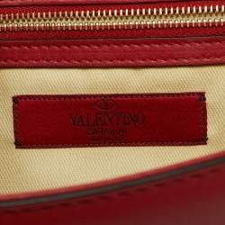 Pre Owned Valentino Red Leather Medium Glam Lock Shoulder Bag