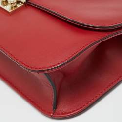 Pre Owned Valentino Red Leather Medium Glam Lock Shoulder Bag