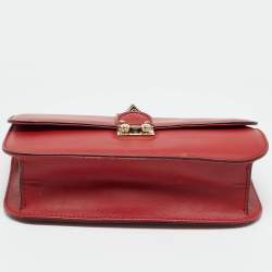 Pre Owned Valentino Red Leather Medium Glam Lock Shoulder Bag