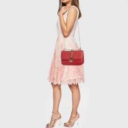 Pre Owned Valentino Red Leather Medium Glam Lock Shoulder Bag