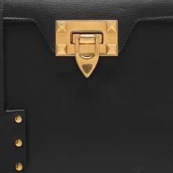 Pre Owned Valentino Black Leather Rockstud Top Handle Bag