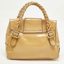 Pre Owned Valentino Light Brown Patent Leather Histoire Satchel