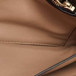 Pre Owned Valentino Cream/Black Leather Rockstud Chain Link Flap Clutch