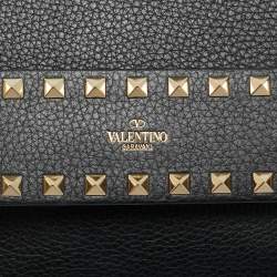 Pre Owned Valentino Black Leather Rockstud Shoulder Bag