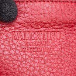 Pre Owned Valentino Garavani Rock Studded 2-Way Shoulder Bag Red Leather
