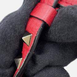 Pre Owned Valentino Garavani Rock Studded 2-Way Shoulder Bag Red Leather