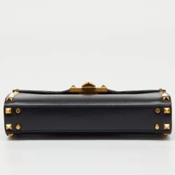 Pre Owned Valentino Black Leather Alcove Rockstud Top Handle Bag