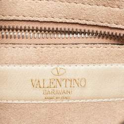 Pre Owned Valentino Nude Leather Rolling Rockstud Flap Shoulder Bag