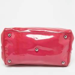 Pre Owned Valentino Fuchsia Patent Leather Crystal VLogo Satchel