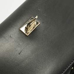 Pre Owned Valentino Black Leather Rockstud Envelope Flap Shoulder Bag