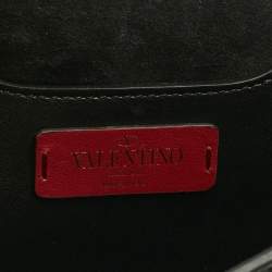 Pre Owned Valentino Black Leather Rockstud Envelope Flap Shoulder Bag