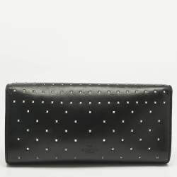 Pre Owned Valentino Black Leather Rockstud Envelope Flap Shoulder Bag