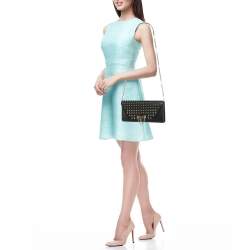 Pre Owned Valentino Black Leather Rockstud Envelope Flap Shoulder Bag