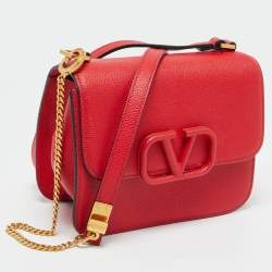 Pre Owned Valentino Red Leather VSling Shoulder Bag
