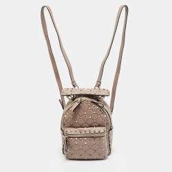 Pre Owned Valentino Beige Quilted Leather Mini Rockstud Spike Backpack