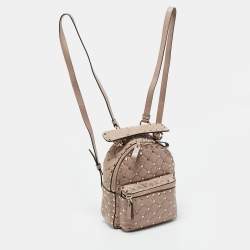 Pre Owned Valentino Beige Quilted Leather Mini Rockstud Spike Backpack