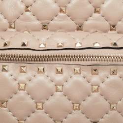 Pre Owned Valentino Beige Quilted Leather Mini Rockstud Spike Backpack