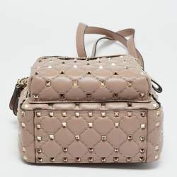 Pre Owned Valentino Beige Quilted Leather Mini Rockstud Spike Backpack