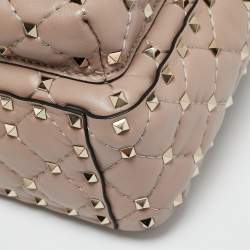 Pre Owned Valentino Beige Quilted Leather Mini Rockstud Spike Backpack
