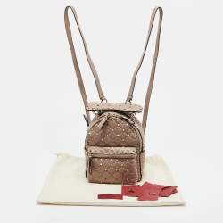 Pre Owned Valentino Beige Quilted Leather Mini Rockstud Spike Backpack