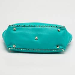 Pre Owned Valentino Green Leather Medium Rockstud Trapeze Tote