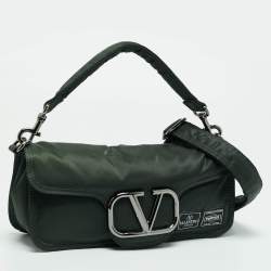 Pre Owned Valentino x Porter Dark Green Nylon Loco Shoulder Bag