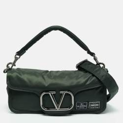 Pre Owned Valentino x Porter Dark Green Nylon Loco Shoulder Bag