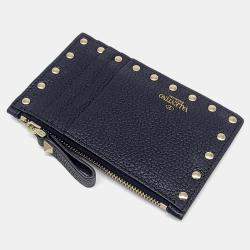 Pre Owned Valentino Black Leather Rockstud Card Holder