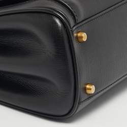 Pre Owned حقيبة بيد علوية فالنتينو جلد أسود ألكوف روكستد متوسطة