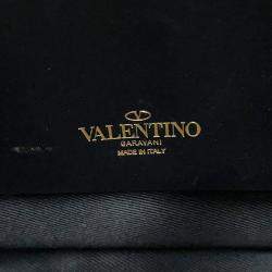Pre Owned Valentino Garavani V Logo Walk 2-Way Bag Black Leather Size Small