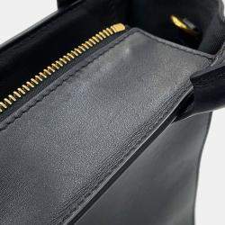 Pre Owned Valentino Garavani V Logo Walk 2-Way Bag Black Leather Size Small