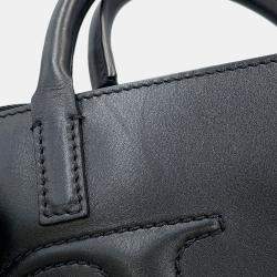 Pre Owned Valentino Garavani V Logo Walk 2-Way Bag Black Leather Size Small