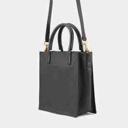 Pre Owned Valentino Garavani V Logo Walk 2-Way Bag Black Leather Size Small