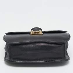 Pre Owned Valentino Glam Lock Small Black Leather Shoulder Bag