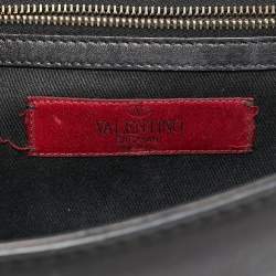 Pre Owned Valentino Glam Lock Small Black Leather Shoulder Bag