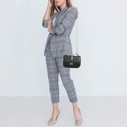 Pre Owned Valentino Glam Lock Small Black Leather Shoulder Bag