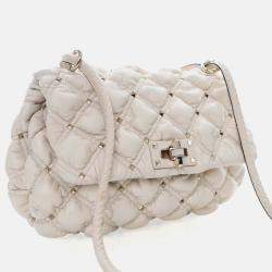 Pre Owned Valentino Medium Lambskin SpikeMe Flap Bag