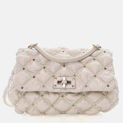 Pre Owned Valentino Medium Lambskin SpikeMe Flap Bag