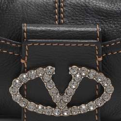 مملوكة مسبقًا Valentino Escape V Logo Black Leather Shoulder Bag