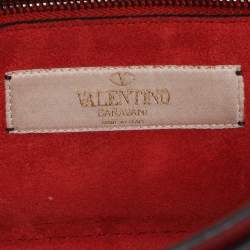 Pre Owned حقيبة كتف فالنتينو روكستد متدحرجة جلد أحمر